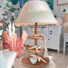 Tiered Mango Wood Table Lamp Sunshine & Sweet peas coastal Decor