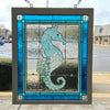 Seahorse Painted Window w/Sea Glass Sunshine & Sweet Peas Coastal Decor
