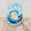 Hand Painted Cresting Waves Glass Hurricane/Vase