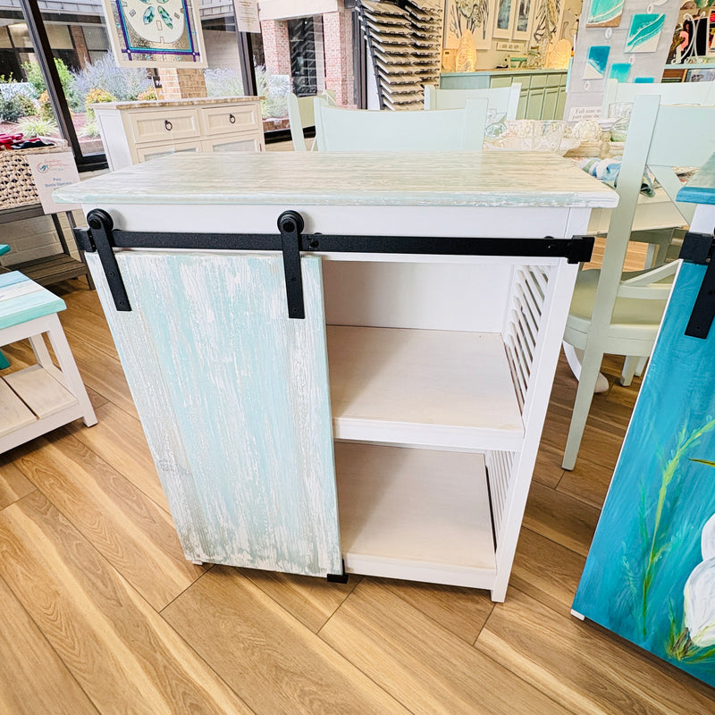 Hand Painted Sliding Barn Door Cabinet/Coffee Bar