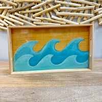 Assorted Hand Painted and Resin Coated Wood Trays