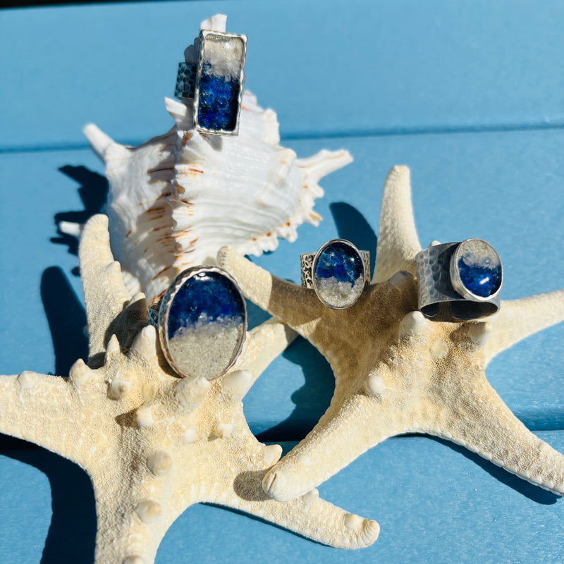 Assorted Artist Made Beach Resin Rings