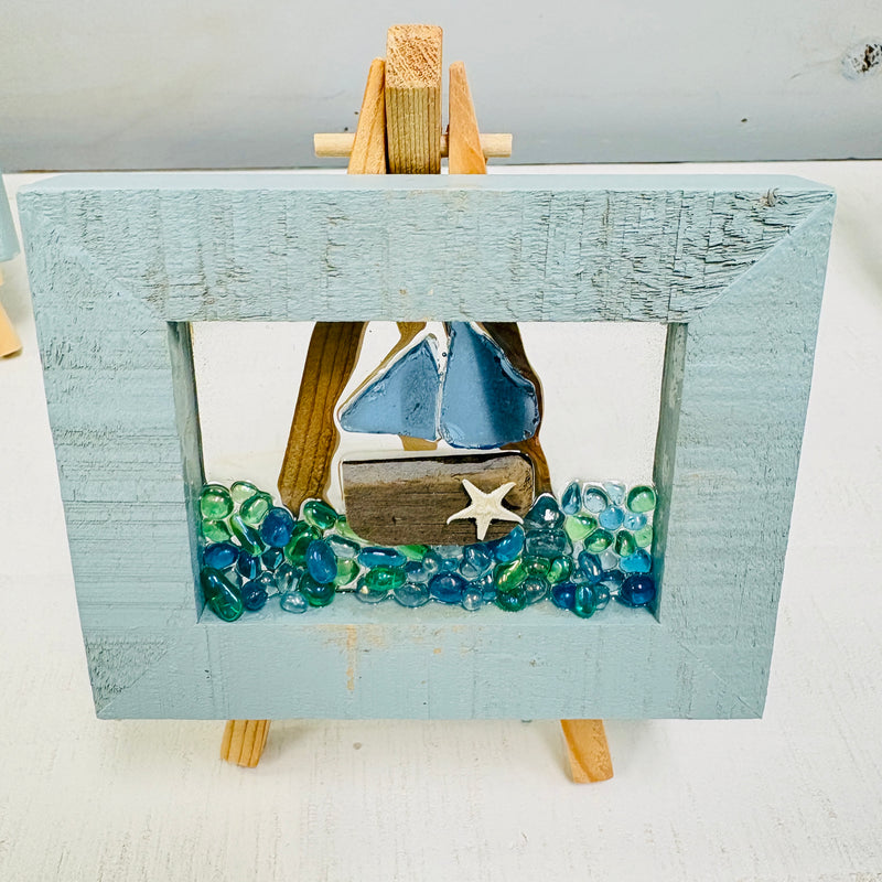 Assorted Mini Framed Resin Art w/ Wooden Easel