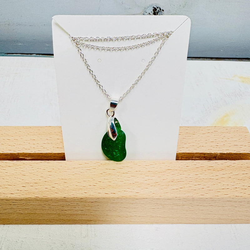 Sea Glass Drop Necklace- Large Chunk w/ Bail