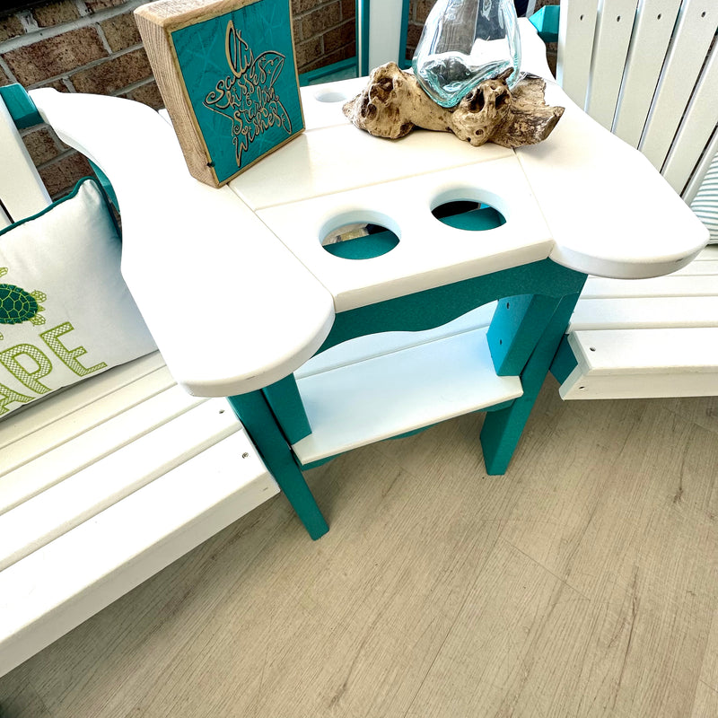White on Aruba Blue Poly Outdoor Furniture Settee