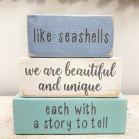 Coastal Wooden Word Blocks Sunshine & Sweet Peas Coastal Decor