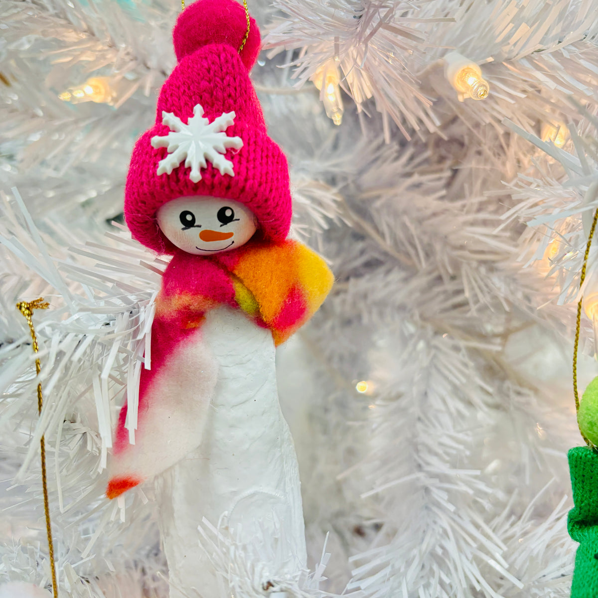 Oyster Shell Snowman Christmas Ornament