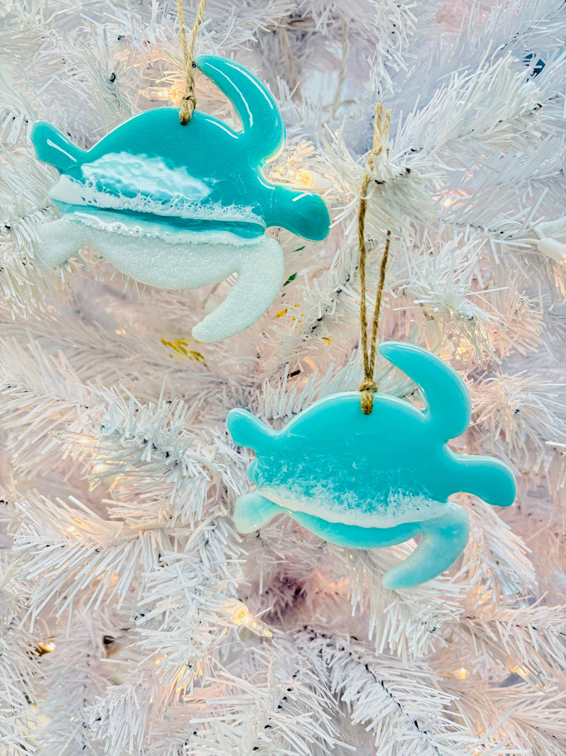 Assorted Sea Turtle Resin Christmas Ornaments