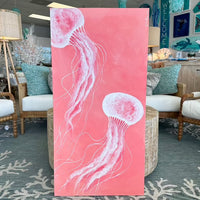 24"x 48" Original Jellyfish Painting Sunshine & Sweet Peas Coastal Decor