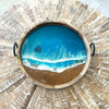 Assorted Wooden Trays w/ Dark Teal Resin Beach Theme and Metal Handles Sunshine & Sweet Peas Coastal Decor