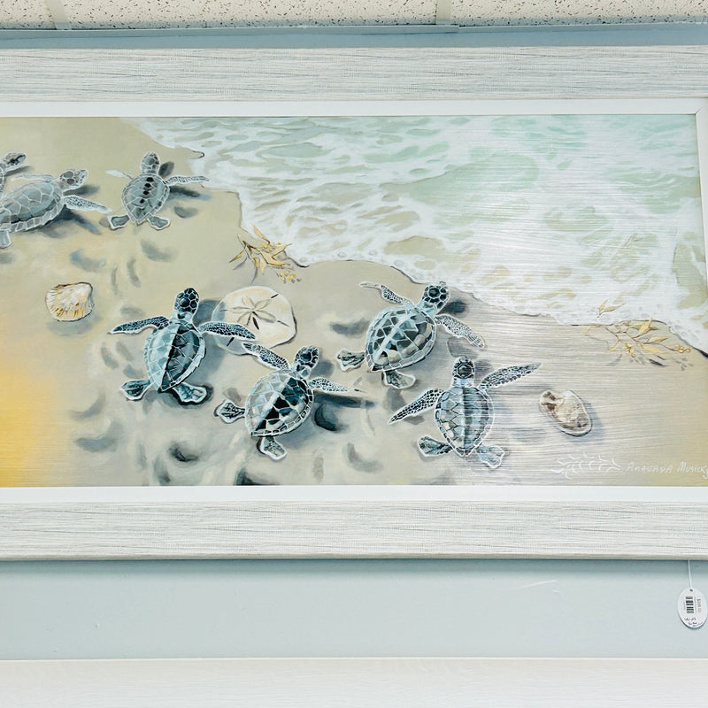 7 Turtles on Shore Framed Print