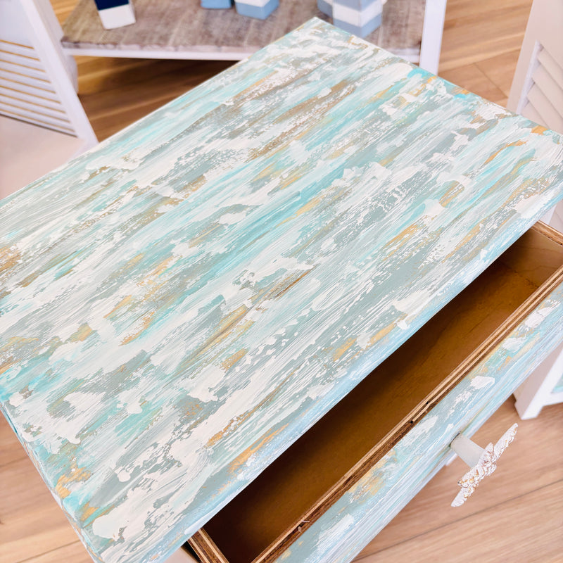 Hand Painted Pair of Nightstands/Side Tables w/ 1 Drawer and Shelf (Small)