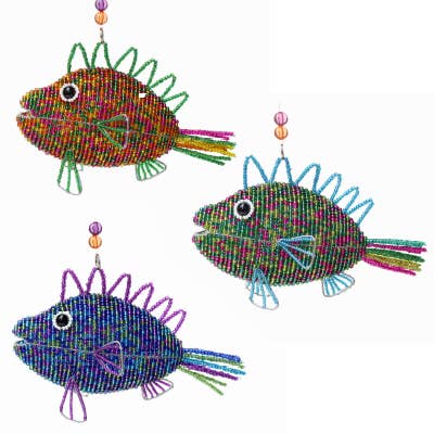 Assorted Beaded Speckle Fish Ornaments Sunshine & Sweet Peas Coastal Decor