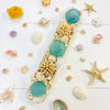 Extra Long Hand Carved Rectangular Wooden Bowl Centerpiece w/ Shells, Sea Glass, Spheres