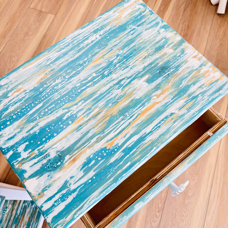Hand Painted Pair of Nightstands/Side Tables w/ 1 Drawer and Shelf (Small)