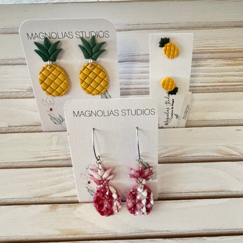 Assorted Pineapple Polymer Clay Earrings