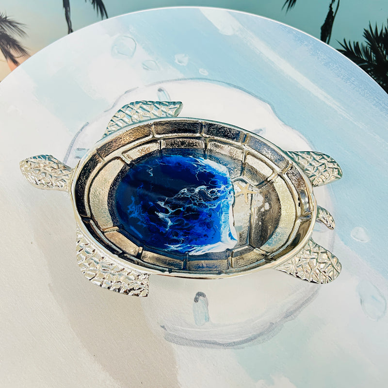 Assorted Metal Resin Poured Turtle Bowls
