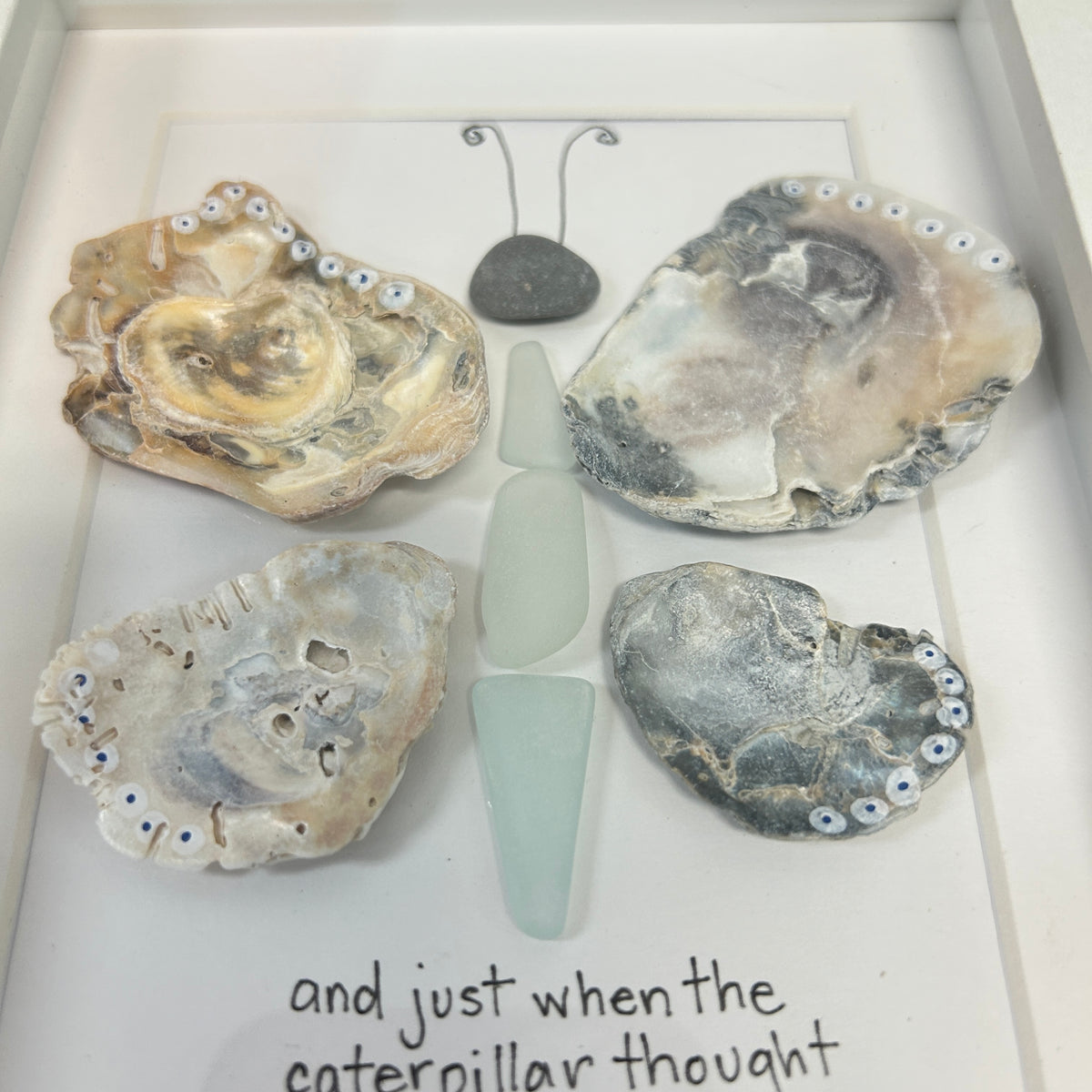 Seashell and Sea Glass Butterfly Framed Art