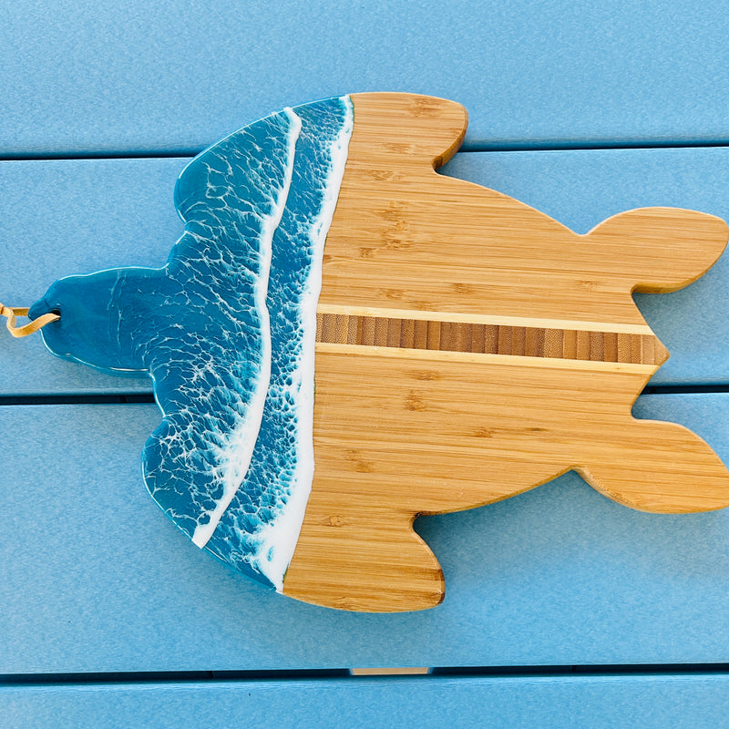 Assorted Sea Turtle Bamboo Charcuterie Boards w/Resin