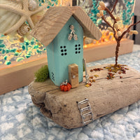 One House Scene on Driftwood - Autumn