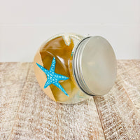 Hand Painted Glass Coastal Spice Jar/Sugar Jar