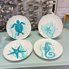 Sea Life Hand Painted Ceramic 10.5" Plates Sunshine & Sweet Peas Coastal Decor