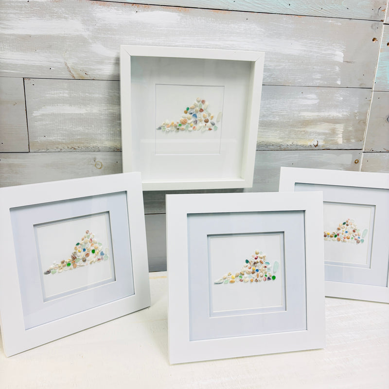 Assorted Virginia Sea Glass Shadow Box Art