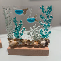 Acrylic LED Lights w/ Coastal Designs in Glass, Sand, Shells Resin