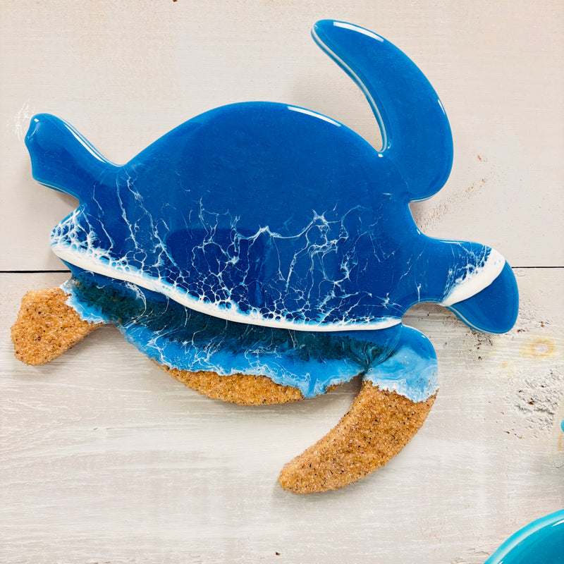 Beach Inspired Teal Resin Sea Turtle