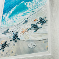 6 Hatchlings at Shoreline Framed Print