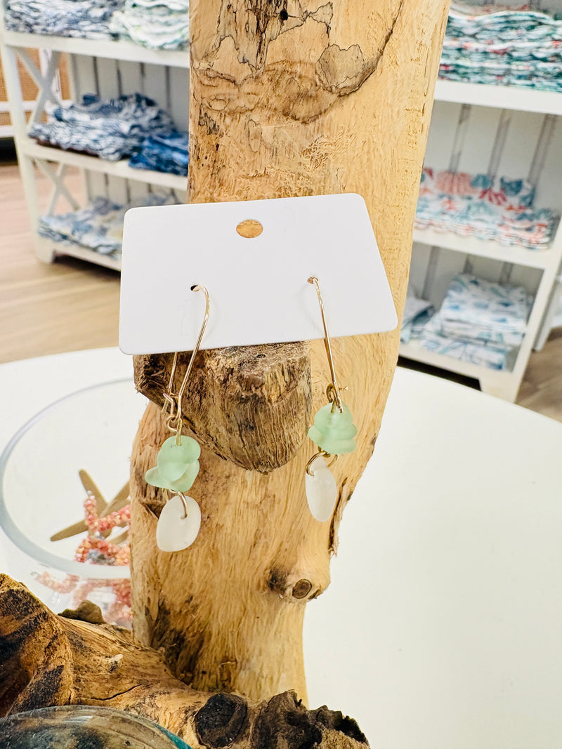 Wire Wrapped Sea Glass Dangle Earrings