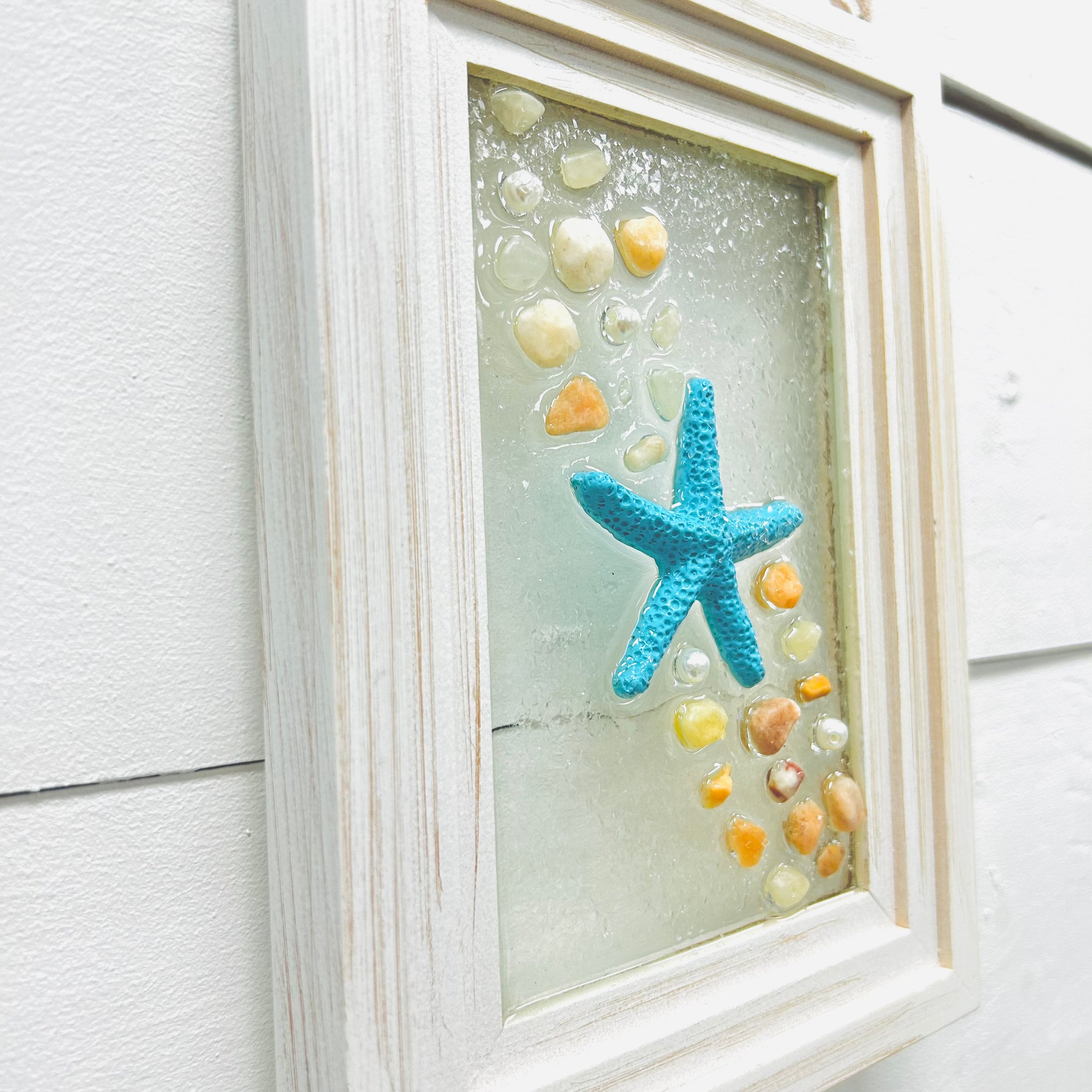 Starfish and Pebbles Glass Window