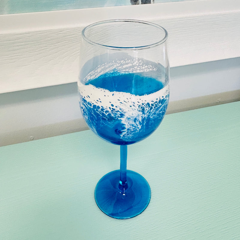 Beach Inspired Resin Wine Glass