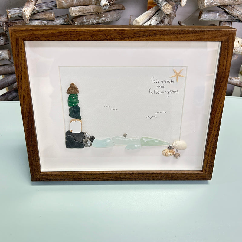 Lighthouse Sea Glass and Pebble Art
