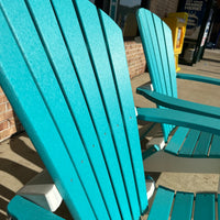 Aruba Blue On White Poly Outdoor Furniture Folding Adirondack Chairs