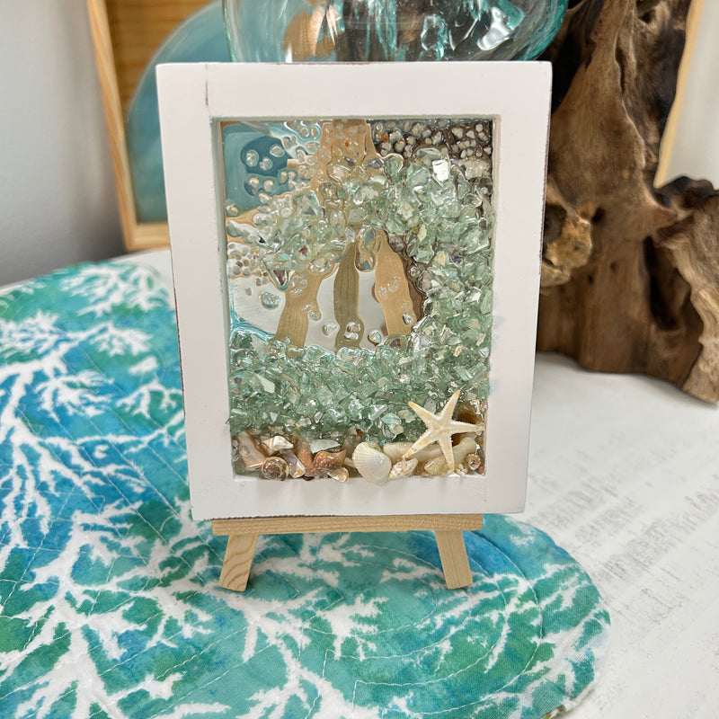 Assorted Mini Framed Resin Art w/ Wooden Easel