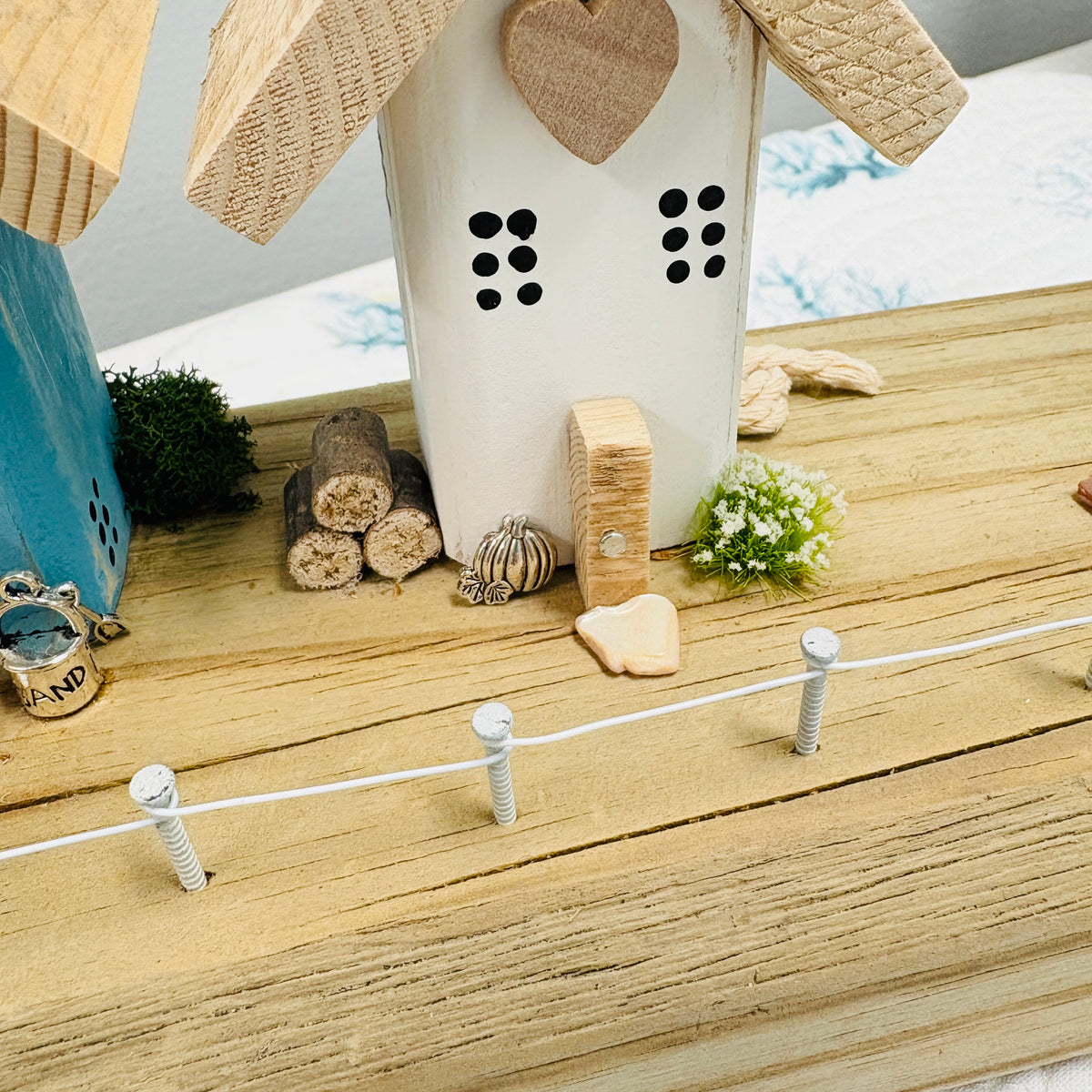 2 Cottage & Lighthouse Scene on Driftwood - Autumn