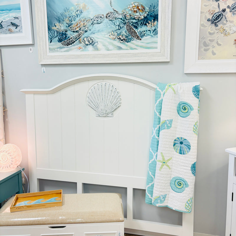Shell Embossed Plank Headboard- Queen