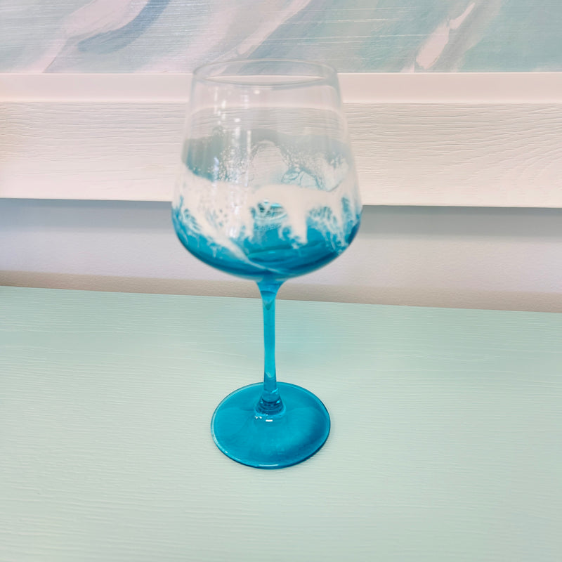 Beach Inspired Resin Stemmed Wine Glass- Wide Cup