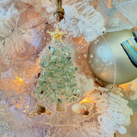 Assorted 4" Acrylic Coastal Tree Christmas Ornaments w/ Glass, Shells, Sand, & Resin