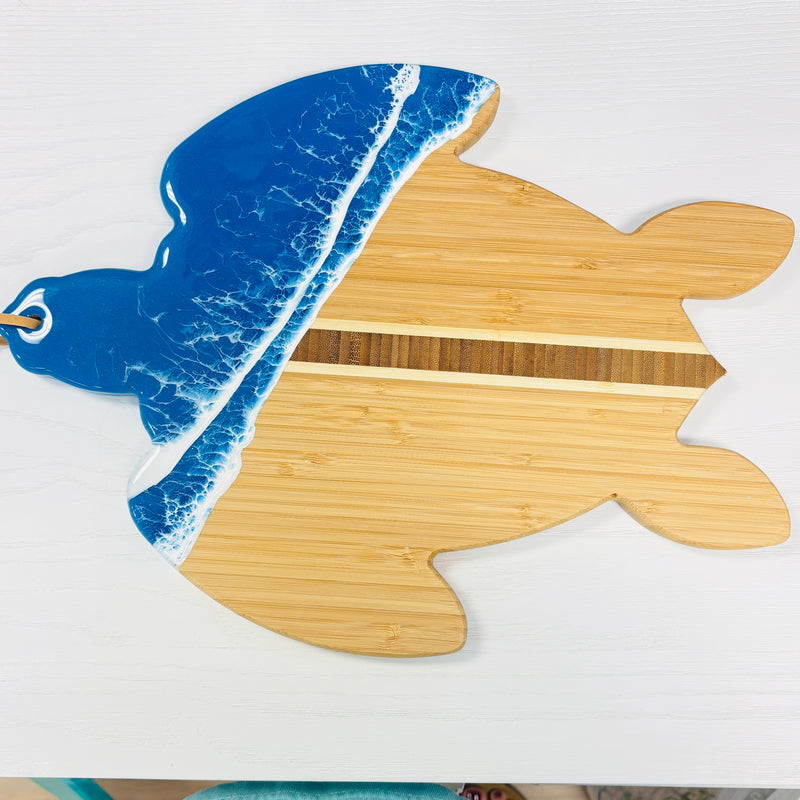 Assorted Sea Turtle Bamboo Charcuterie Boards w/Resin