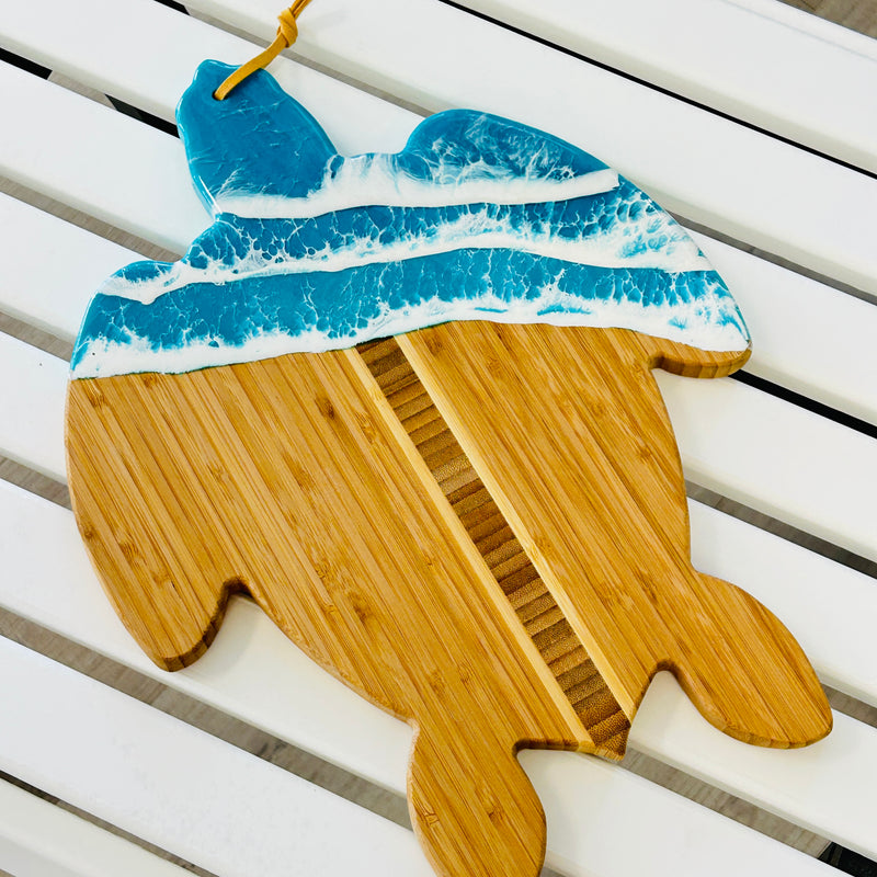 Assorted Sea Turtle Bamboo Charcuterie Boards w/Resin