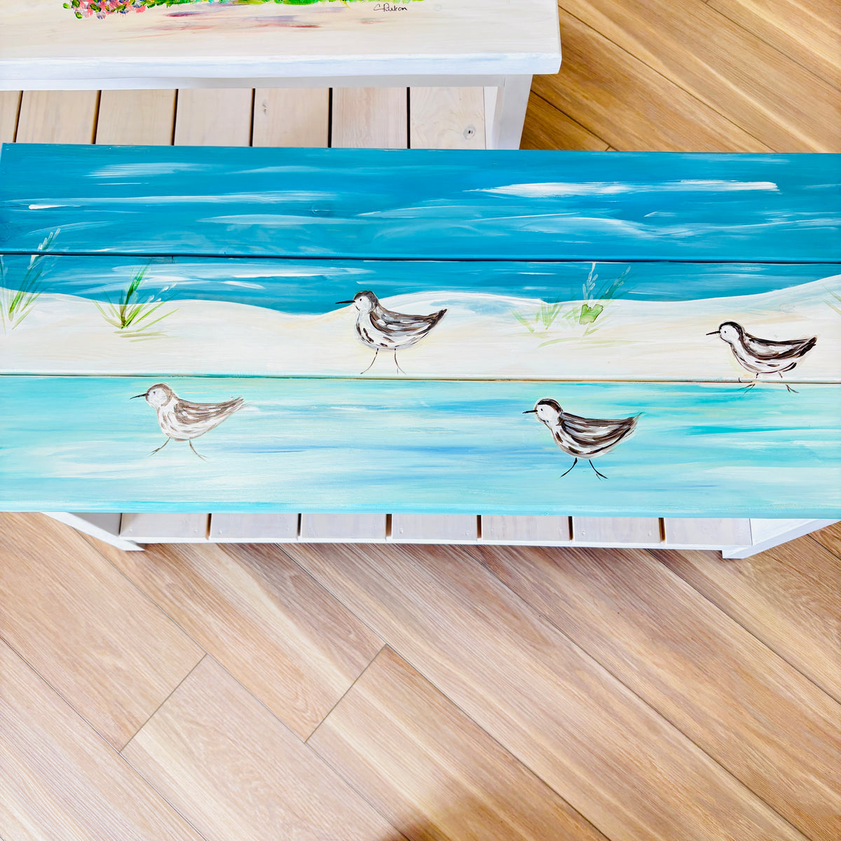 Hand Painted  Sturdy Wood Coffe Table/Bench