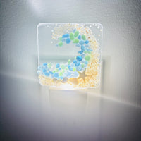 Acrylic Night Lights w/ Coastal Designs in Glass, Sand, Shells Resin