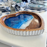 Wooden Heart Bowl w/Beach Inspired Resin