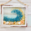 Coastal Glass Art w/ Shells, Glass, Resin, Sand- 8"x10"