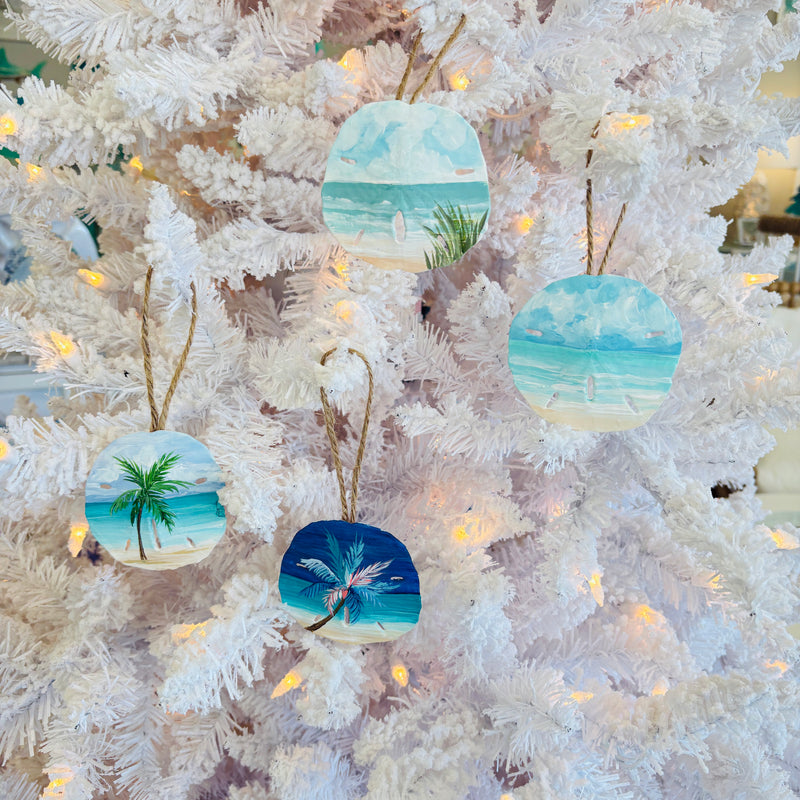 Assorted Hand Painted Dried Sand Dollar Christmas Ornaments