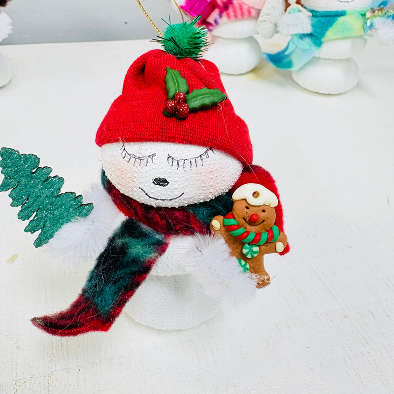 Assorted Stacked Sea Urchin Snow People Christmas Ornaments