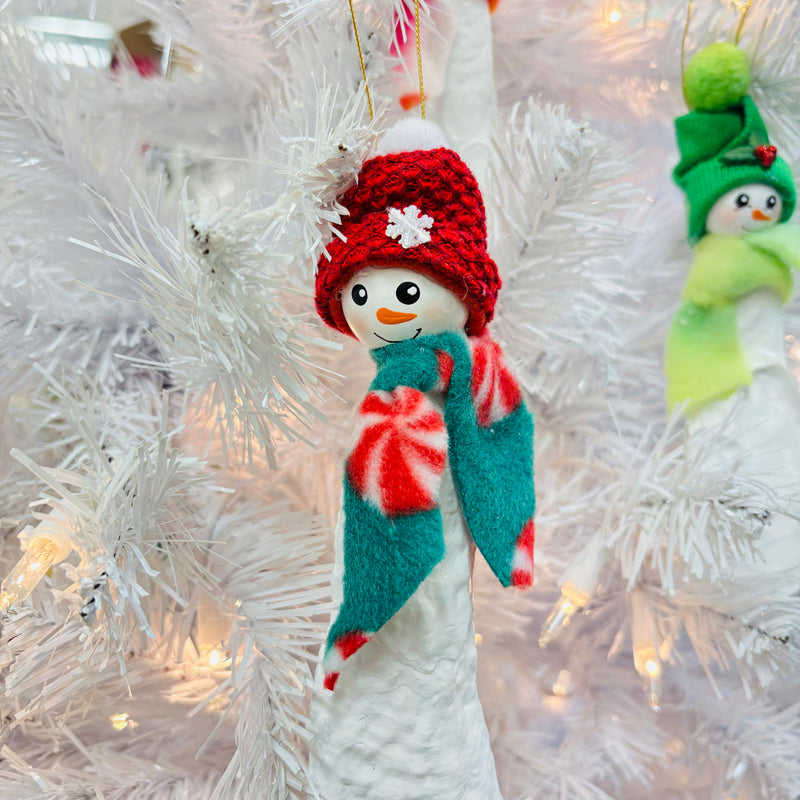 Oyster Shell Snowman Christmas Ornament