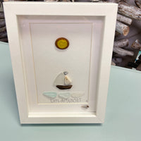 Assorted Sailboat Sea Glass and Driftwood Art
